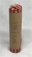 Of) roll of 1930s 1940s wheat pennies