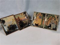 Vintage Reverse Painted Victorian & Stagecoach