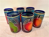 Vibrant Hand painted Mexican Drinking Glasses (6)