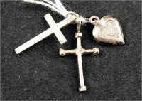 Sterling Silver Crosses & Hearts Pendants 11.9g
