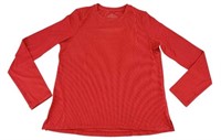 Danskin Women’s Long Sleeve Shirt, Coral Ribbed, L