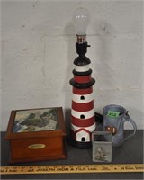 Lighthouse themed decor, lamp tested