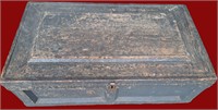 37" LONG ANTIQUE CRATE TOOL BOX W TOP LID & HANDLE