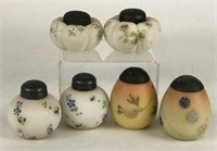 Painted Satin & Burmese Glass Shakers