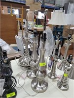 GROUP OF 3 BRUSHED NICKEL LAMPS