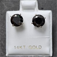 $2500 14K  Black Diamond(2.8ct) Earrings