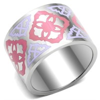 High Polished Pink & Violet Pattern Ring