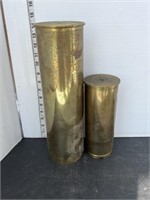 2 large brass shells