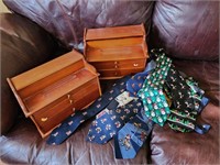 2 Men's jewelry boxes and novelty ties.  Look at