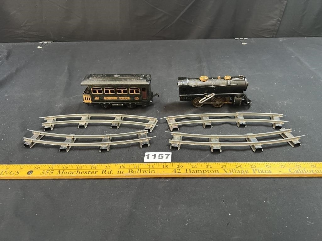 Tin Litho Train Car/Engine, Track