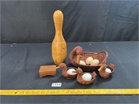 Wood Bowling Pin, Duck Baskets, Small Wood Box