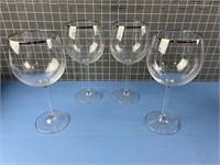 4X MCM SILVER LINED CRYSTAL RED WINE GLASSES