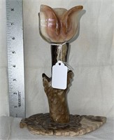 Onyx tulip carved candle stick