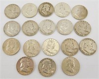 (18) US Ben Franklin silver half dollars.