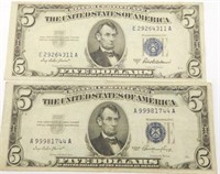 1953 and 1953A $5.00 silver certificates
