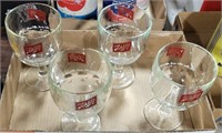 SET OF 4 SCHLITZ GLASS GOBLETS