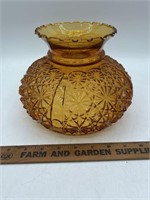 VINTAGE AMBER GLASS DAISY BUTTON PARLOR SHADE/OIL