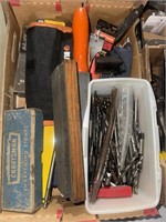 Flat of Drill Bits, Taps and Sharpening Stones