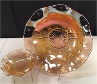 Jeannette Glass Iris & Herringbone Bowls
