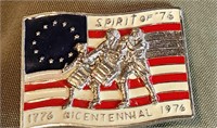 Gold Tone Belt Buckle  American Flag Spirit 76