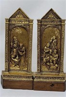 Pair of religious plaques, composite and wood