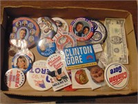 Flat full of Clinton/Gore Political Buttons, plus