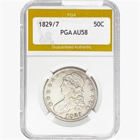 1829/7 Capped Bust Half Dollar PGA AU58