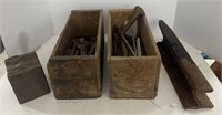 (K) Wooden Crates Filled With Vintage Tools,
