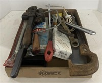 (K) Assorted Tools including Pipe Wrenches, S