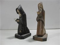 Two Wood Carved Religious Santos Largest 9.75"
