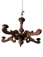 5 Arm Carved Wooden Fixture with Finial