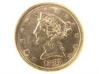 1883-S $5 Gold Half Eagle NGC AU58