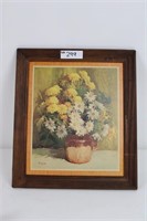 floral picture in frame by R. Colao 14"LX16"W