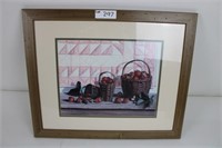 Picture in frame of strawberry basket 22.5"Lx18.5w