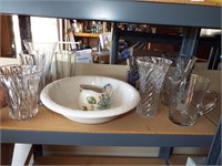Crystal Vases and Bowl