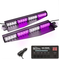 BooYu 32 LED Visor Strobe Light Bar  Purple/White