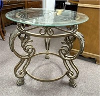 Italian Style Modern Round Glass Lamp Table