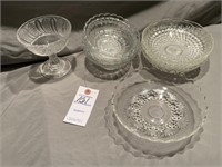 VTG Clear Bubble Glass Bowls & Clear Ruffled