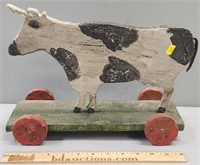 Painted Wood Cow Pull Toy
