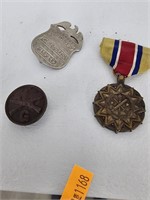 Antique badge and other items