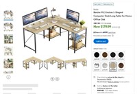 E9641  Bestier L-Shaped Computer Desk, 95.5" Oak