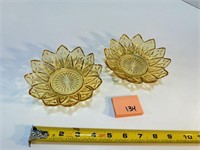 Pair of Vtg Federal Glass Amber Small Dishes