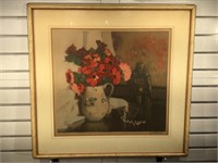 Signed Roger Hebbelinck aquatint etching, framed