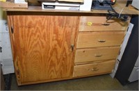 WOOD CABINET AND CONTENTS