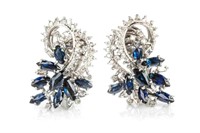 PAIR OF 18K GOLD, TOPAZ AND DIAMOND EARRINGS, 11g