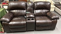 Two-Seat Leather Couch with Electric Recliners