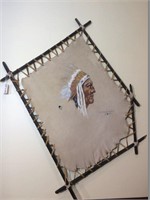 Painting of Sitting Bull on leather