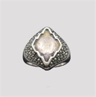 925 Marcasite Ring Sz 7 -no stone