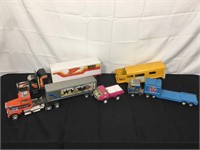 Vintage toy trucks.