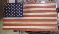 PAINTED AMERICAN FLAG ON WOOD 31x17